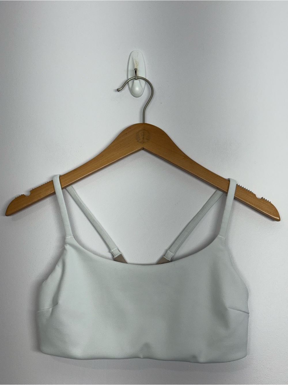 113: Lululemon Wunder Train Strappy Racer Bra Light Support, C/D Cup White Sz 8